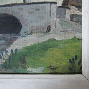 Tableau huile sur panneau, paysage montagnard