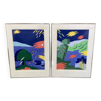 Duo of scandinavian design lithographs “bent karl jakobsen”.