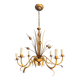 Golden Metal Chandelier with Reed Bouquet Decoration. Coco Chanel Style. Work