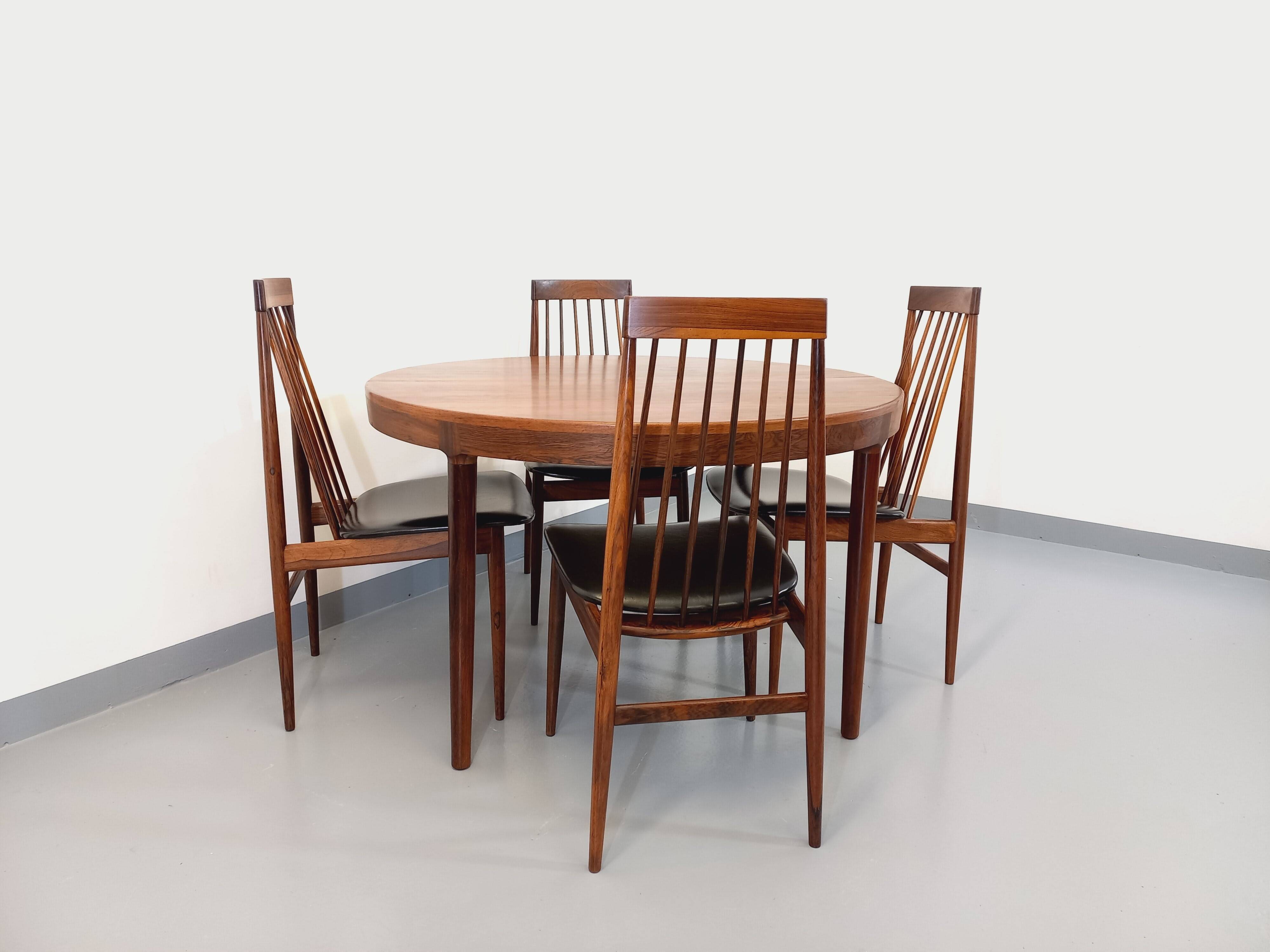 Set of 4 vintage Scandinavian style rosewood chairs from the 60s, by Ernst Martin Dettinger