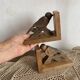 Pair of Art Deco wooden bookends carved with birds.