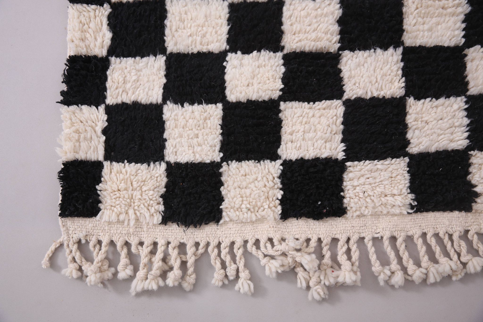 Moroccan Handmade Beni Ourain Rug 95 x 177 cm - Checkered Berber Runner rug
