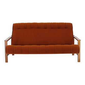 1970s Three Seater Beech Sofa, Czechoslovakia
