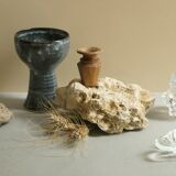 Pair of moulded glass candlesticks