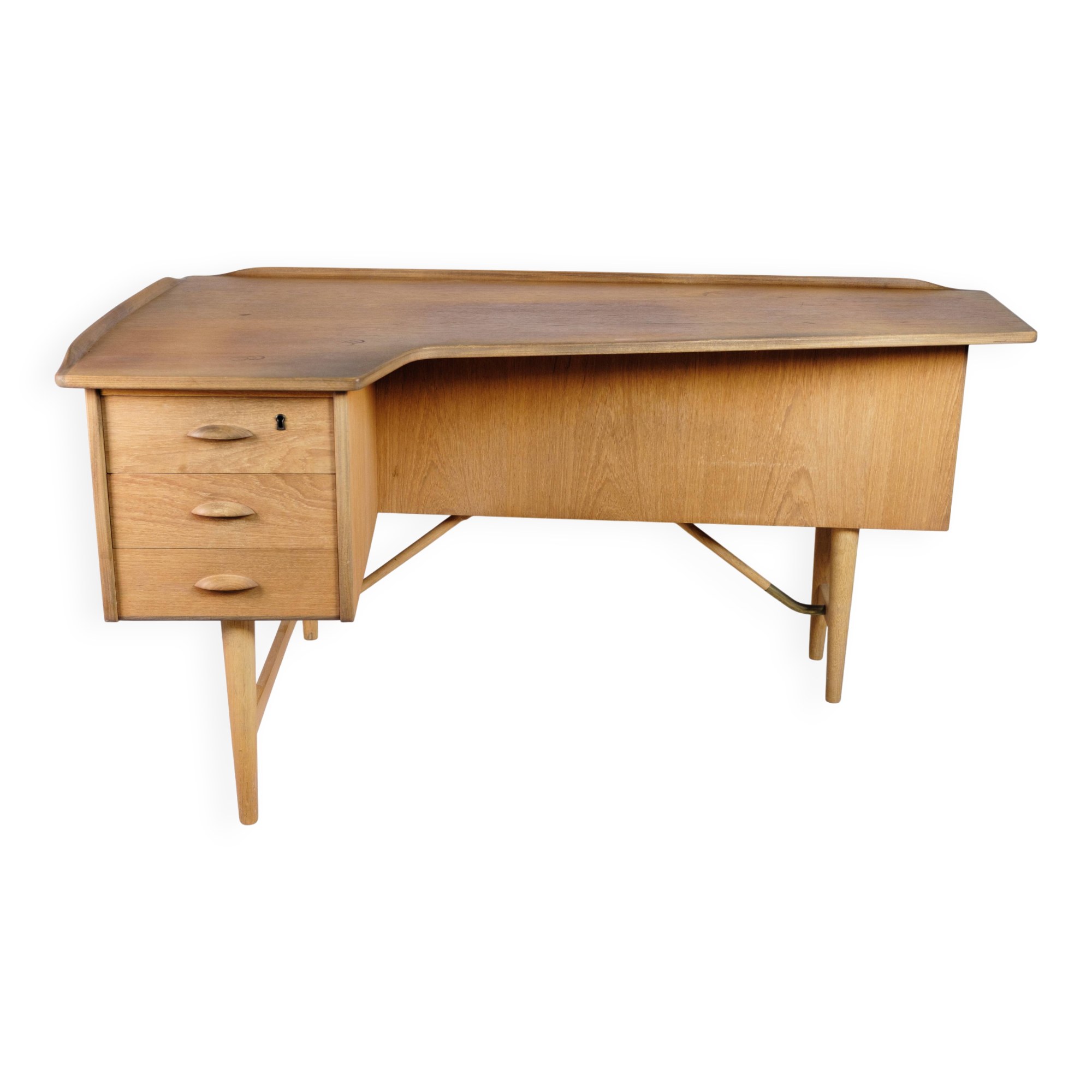 Bommerang Desk Made In Teak & Brass By Peter Løvig Nielsen For Hedensted Furniture From 1960s