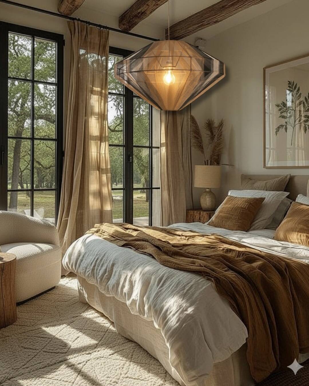 Contemporary cotton thread pendant light