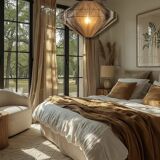 Contemporary cotton thread pendant light