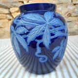 Alsace Betschdorf stoneware vase signed Krumeich Remmy with vine motif