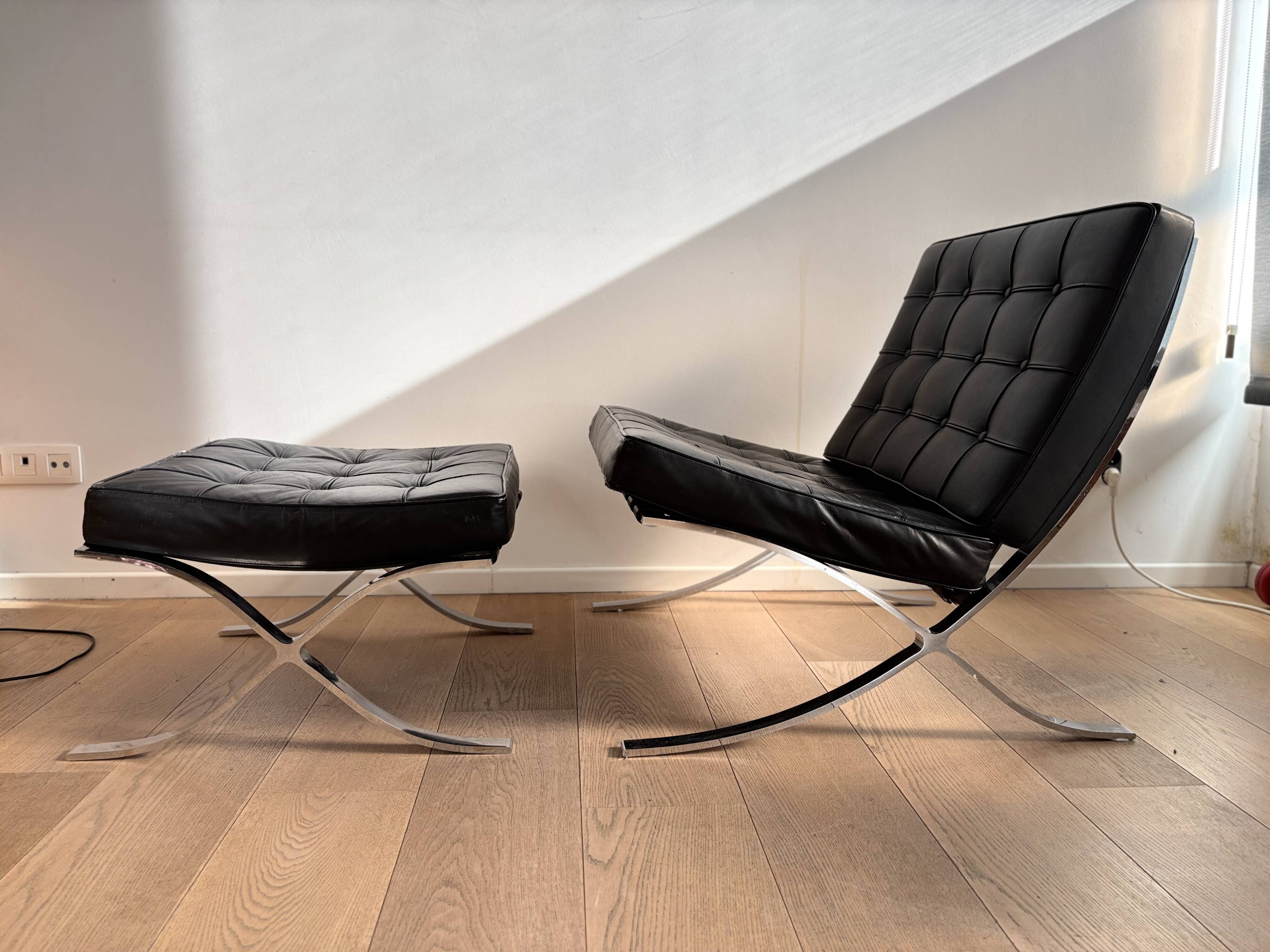 "Barcelona" chair and ottoman by Mies van der Rohe
