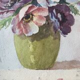 Old painting still life with anemones