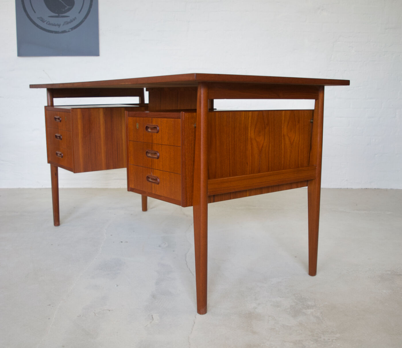 Teak 'Floating' Desk By Gunner Nielsen For Tibergaard, Denmark.