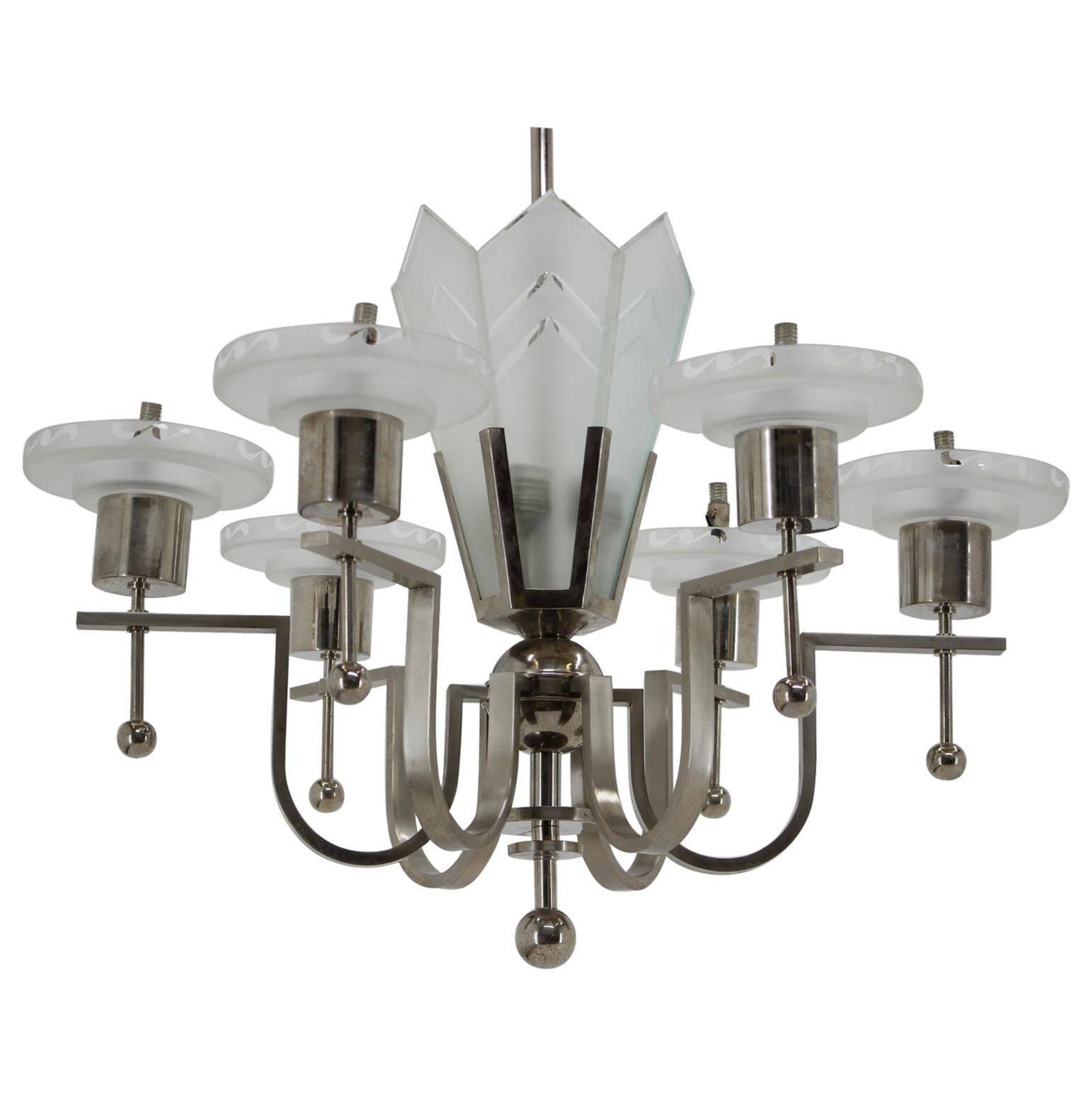 Large Bauhaus chrome pendant, 1930s / Functionalism