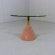 Pink natural stone & glass side table 1980’s Italy