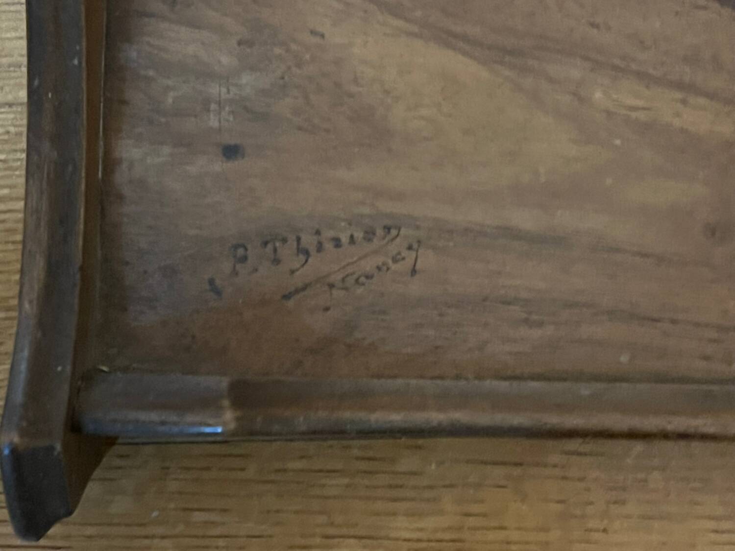 Grand plateau ancien en bois marqueté