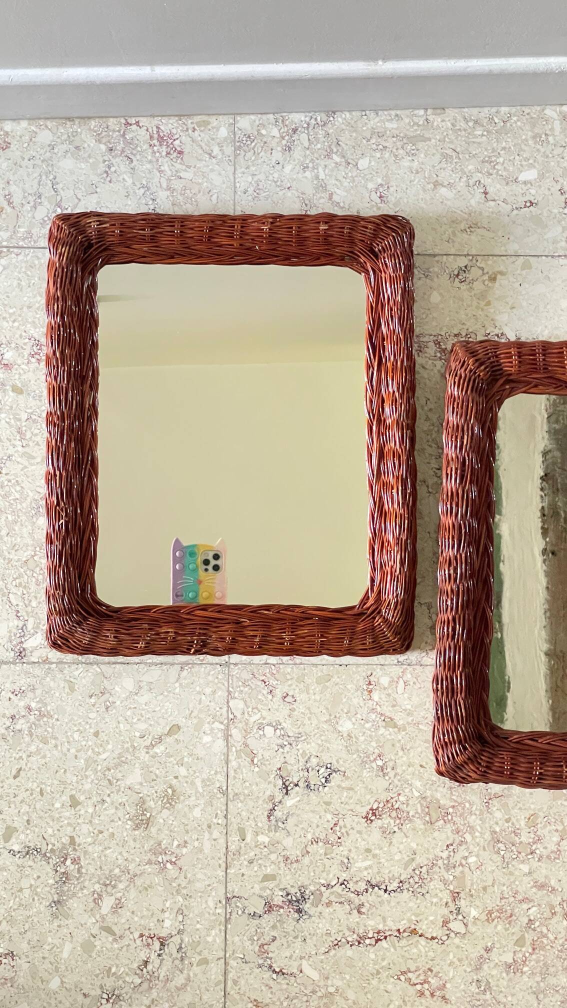 Pair of VINTAGE Rattan MIRRORS