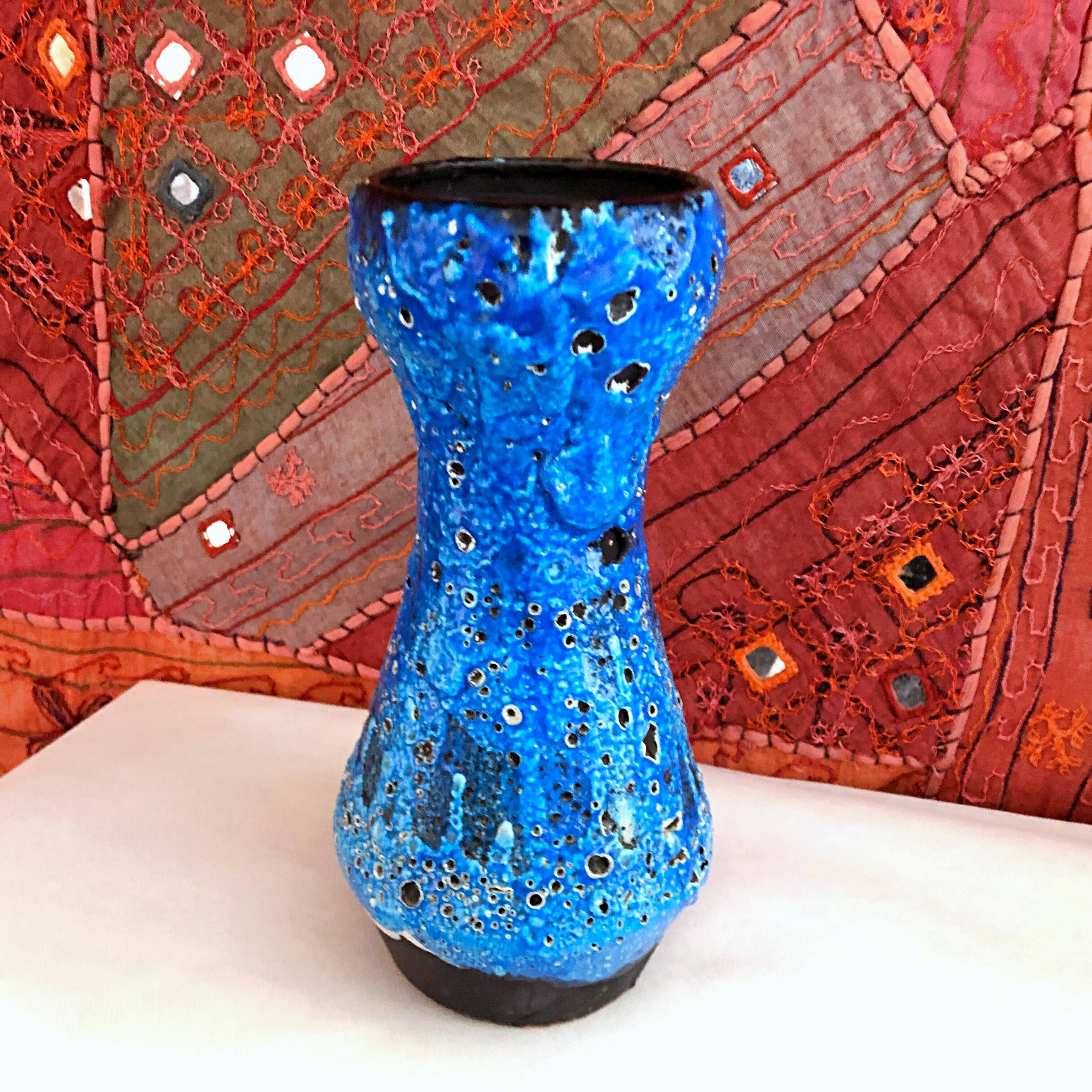 Large vintage seafoam blue artisanal vase