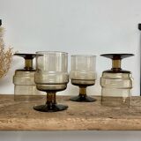 6 “Willem Heesen” smoked glass glasses
