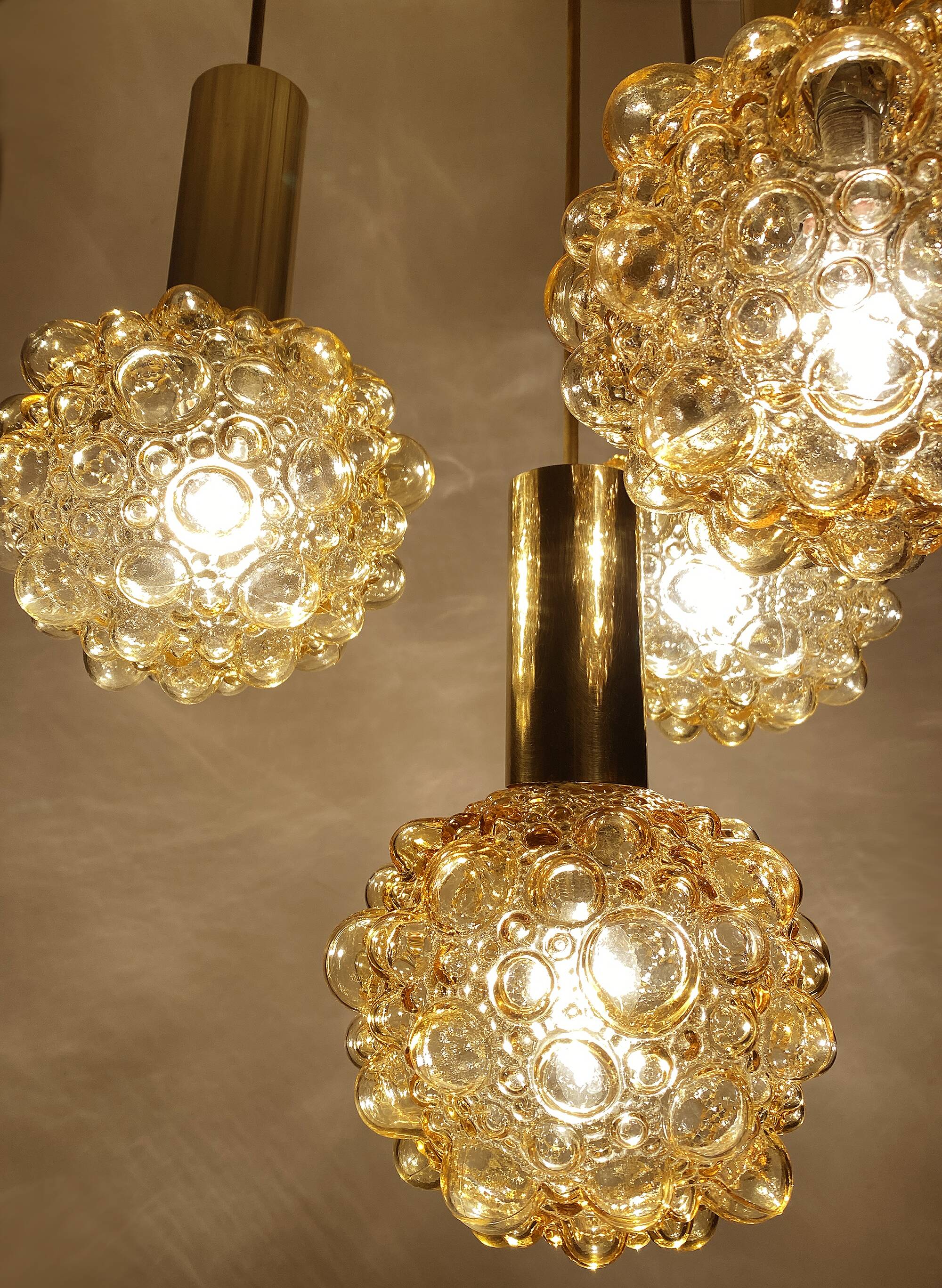 Vintage suspension lamp Limburg, Bubble Glass & Brass, 70s