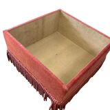 Vintage old pink pouf / chest / footrest with fringes
