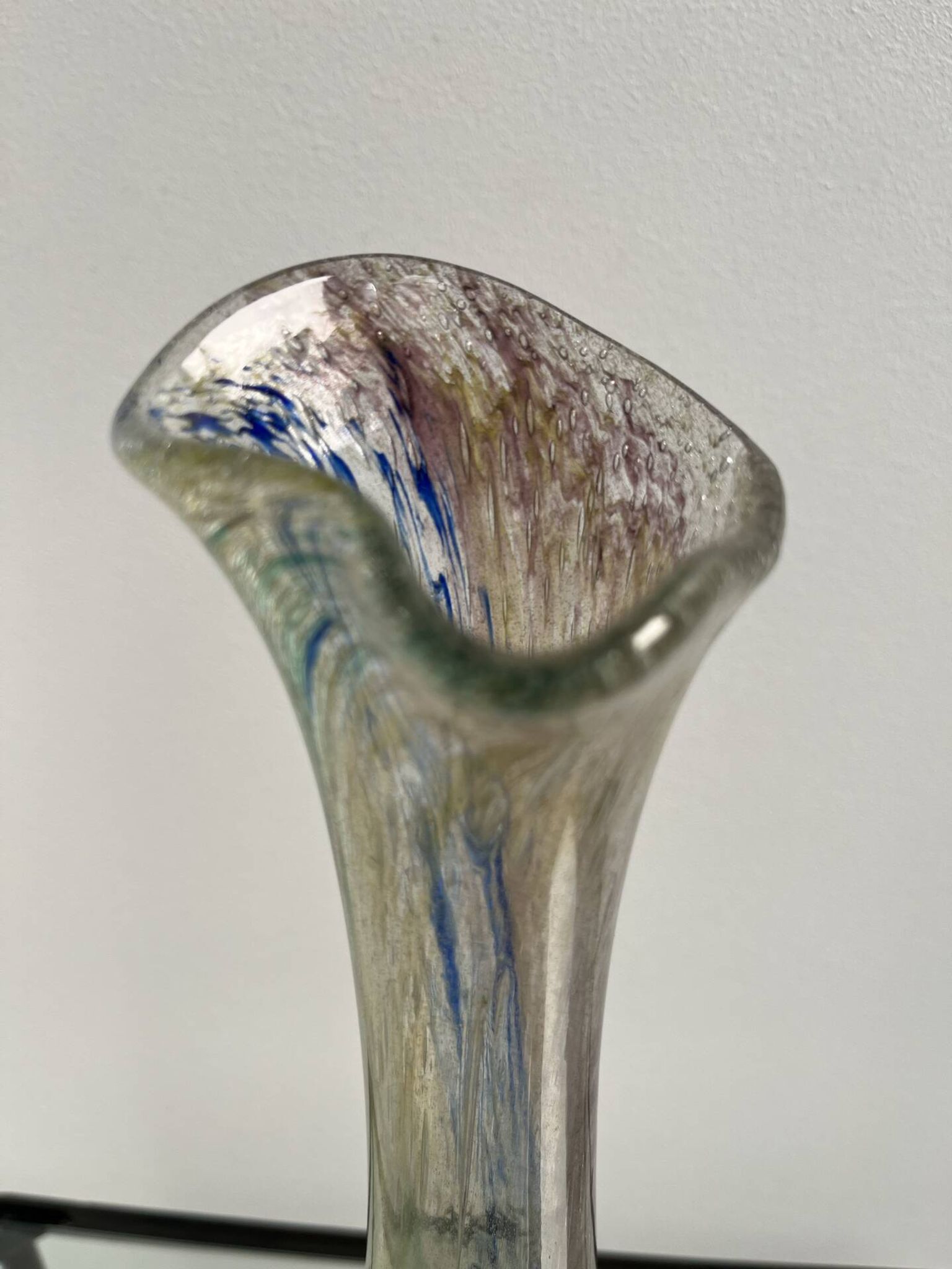 Tall vase, multicoloured handcrafted glass.