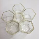 Lot de six pots en verre moulé Pyrex "Yalacta"