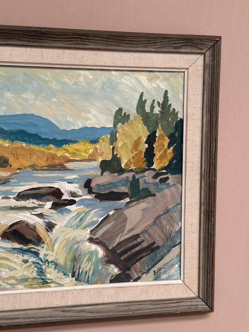 Original Swedish Oil on Panel – “Landscape With Water” by B. Lundqvist – Vintage & Framed – 56 × 48 cm (22" × 18.8")