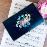 Black jewelry box - hand-painted flowers