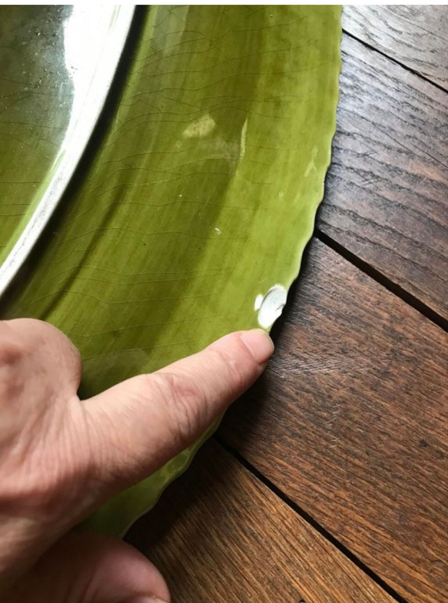 Large green fish dish Sarreguemines