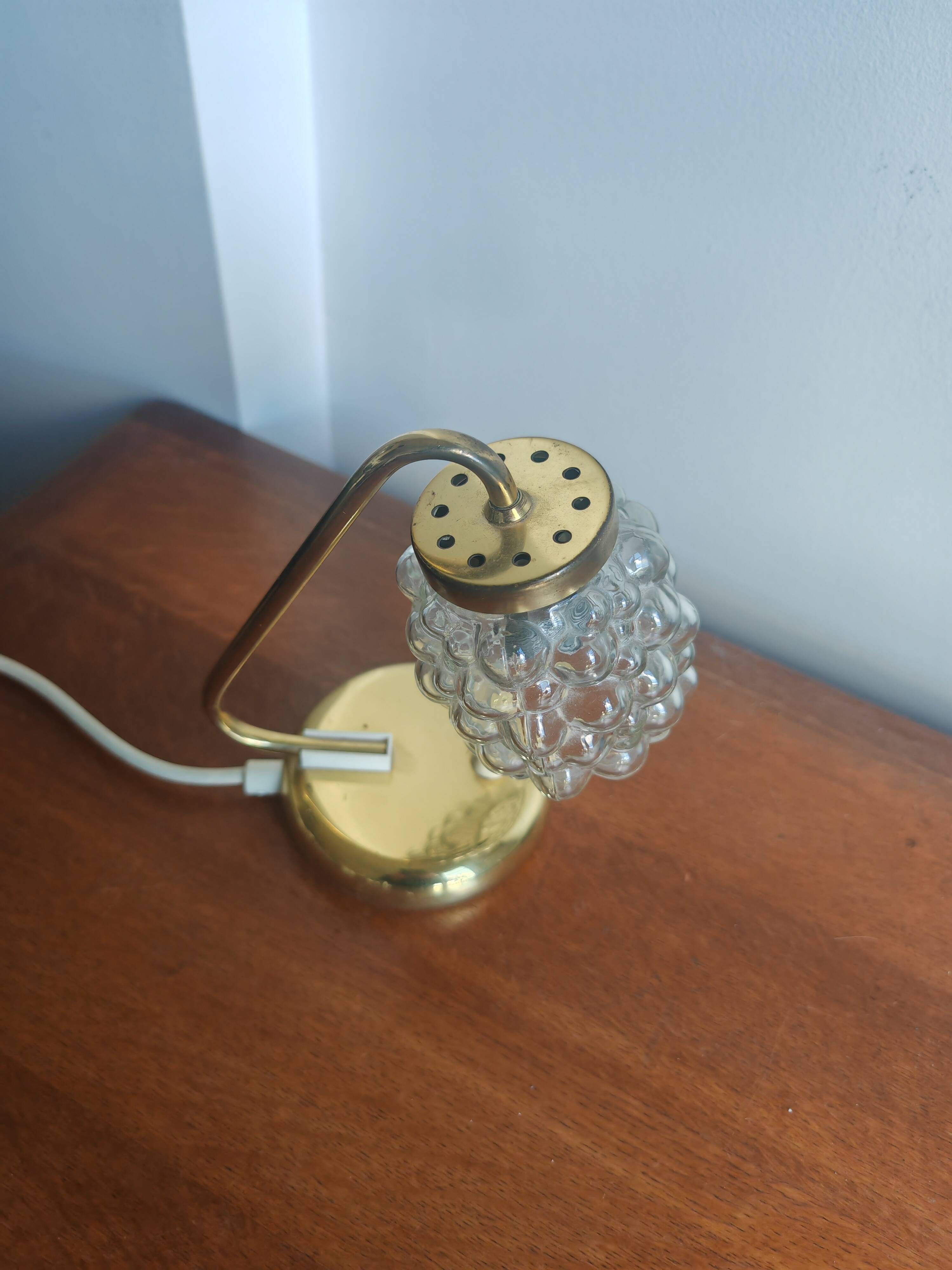 Small vintage brass and bubble glass lamp SARU (Germany) – 1960s