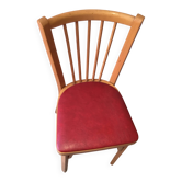 Chaise bistrot Baumann en bois et skaï rouge