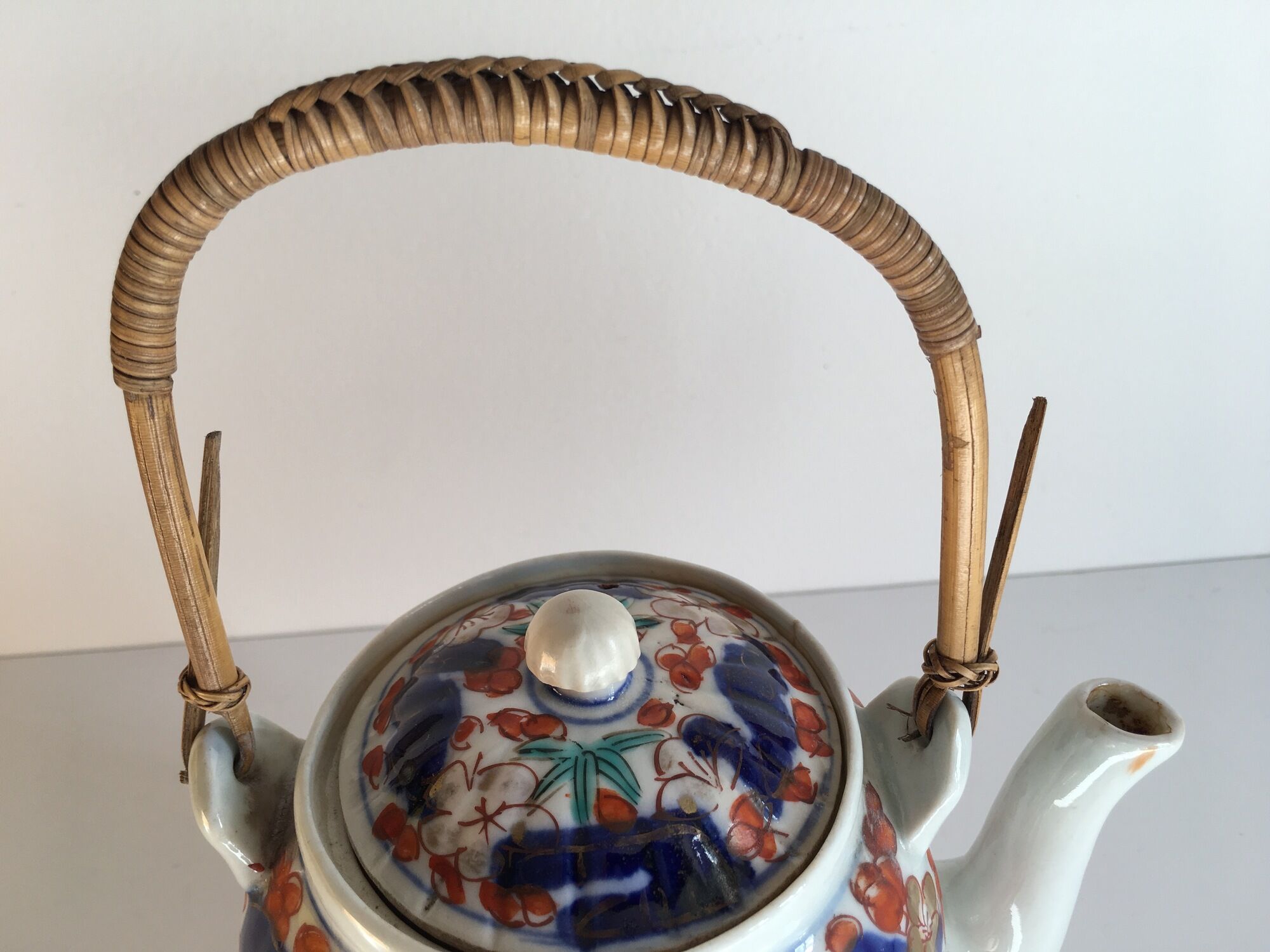 Théière japonaise porcelaine oiseaux à décor floral