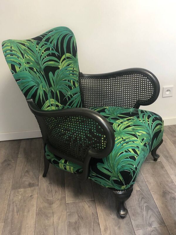 Fauteuil chippendale et pouf