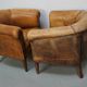 Vintage Dutch Cognac Leather Club Chairs, Set of 2