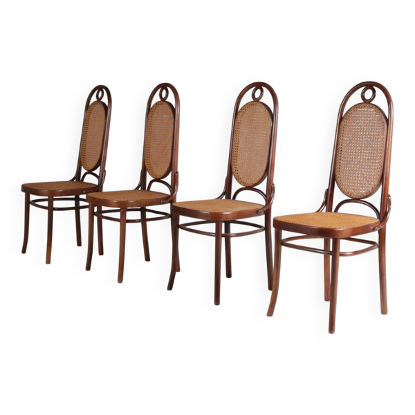 Ensemble de 4 chaises ''Long John'' des années 1950 par FMG, Pologne
