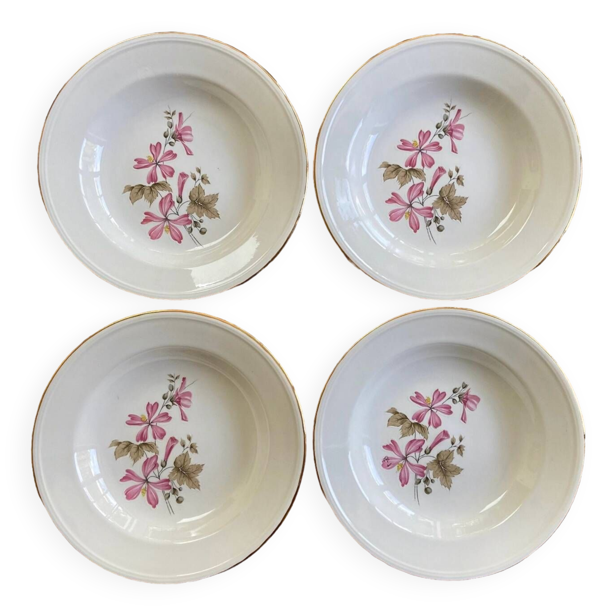 4 Boch La Louvière Belgium soup plates