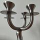 Vintage brutalist chandelier with 4 lights in brushed metal.