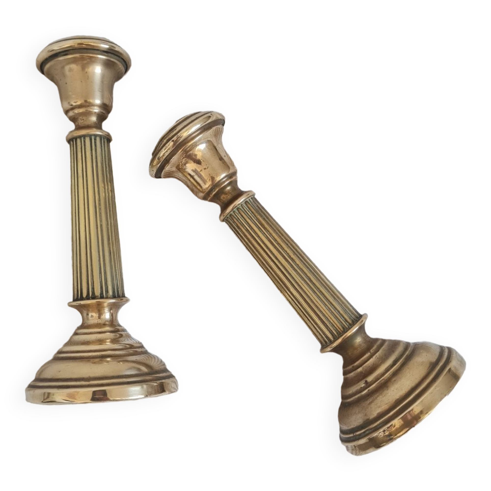 Pair of brass candle holders