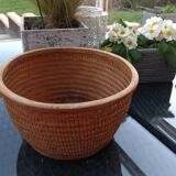 Braided wicker pot cover, vintage 60s/70s