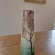 Frosted glass vase, painted Art Deco, signed.