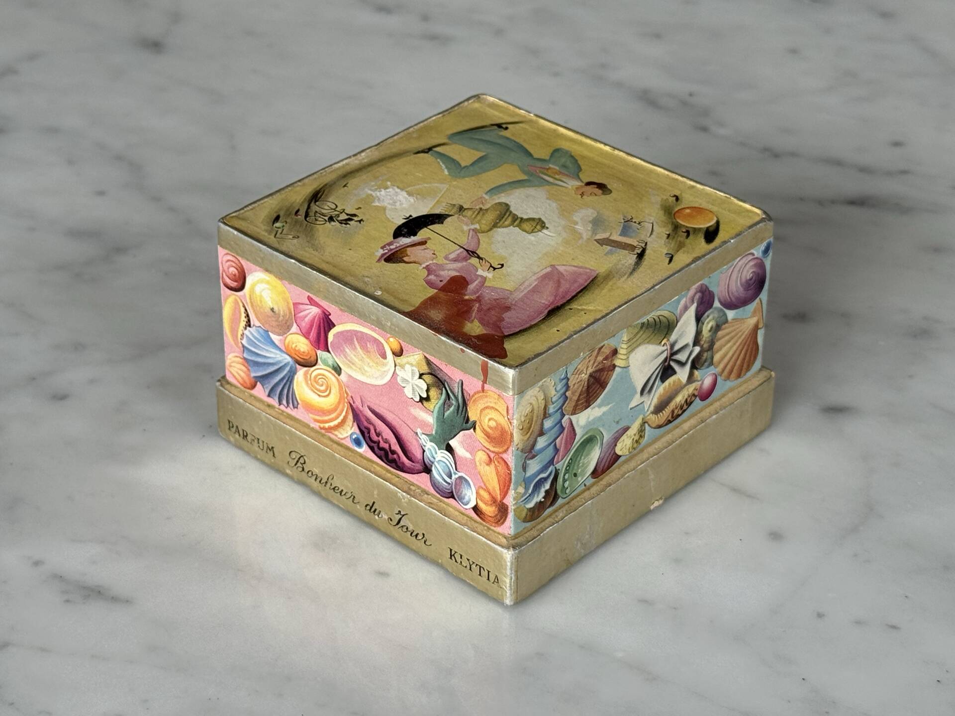 Vintage powder box Klytia "Bonheur du jour"