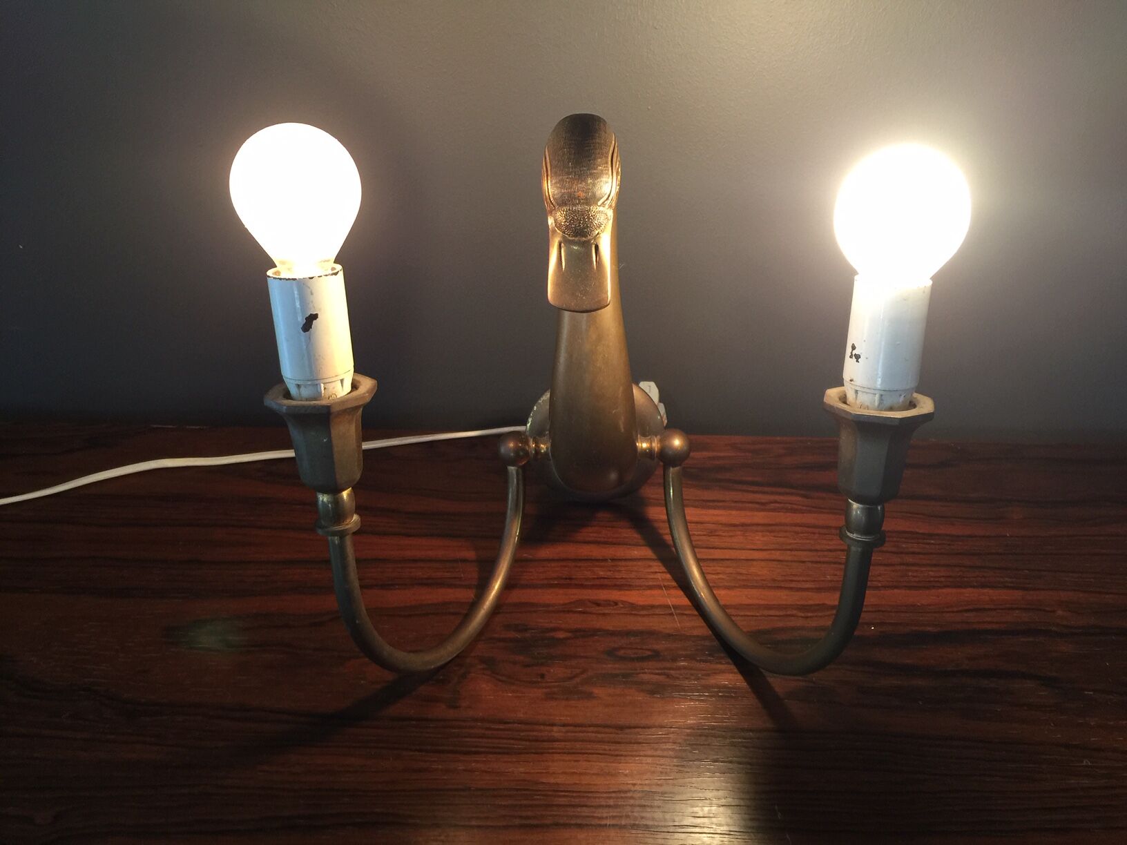 Pair d swans solid brass wall light