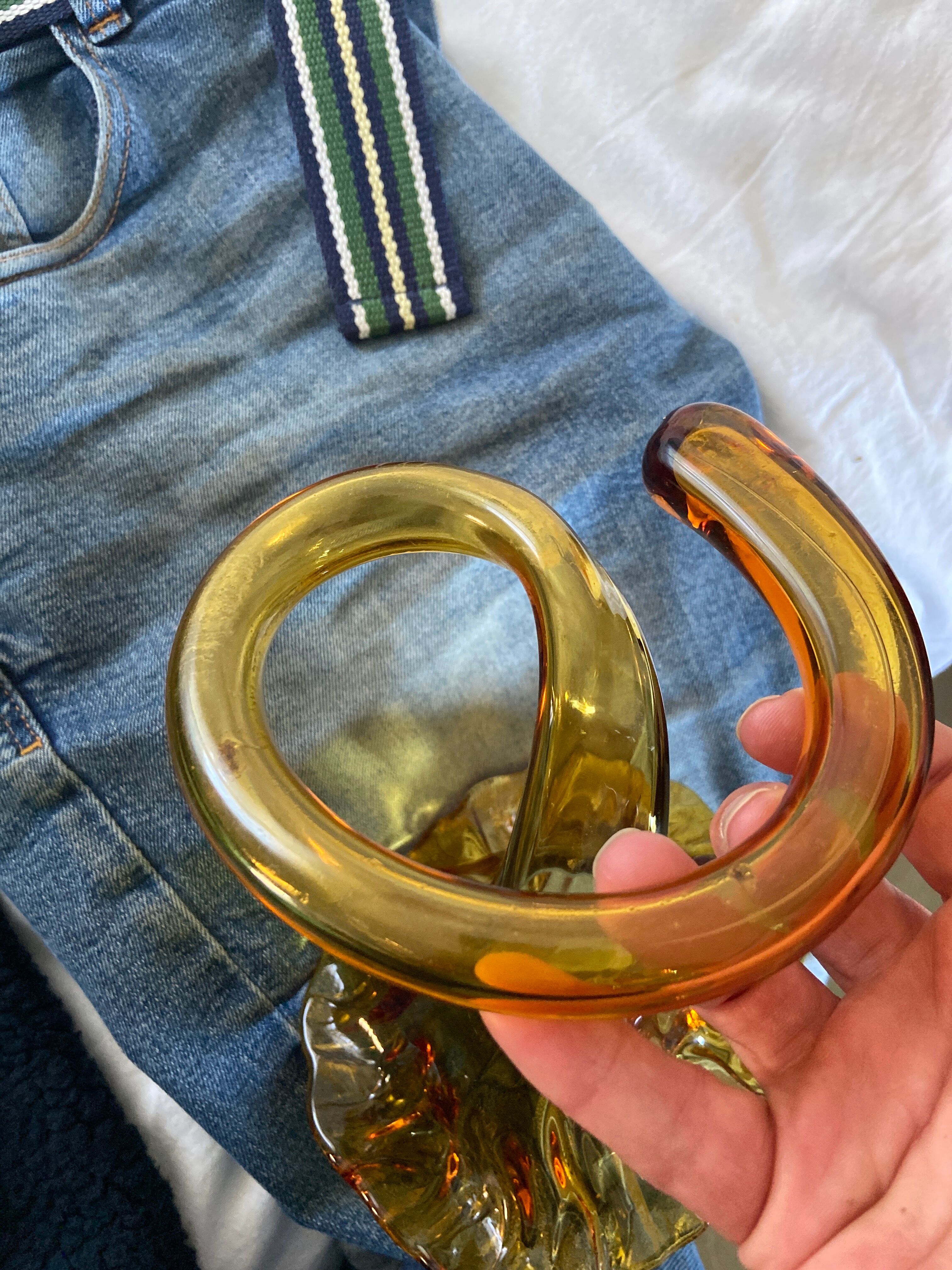 Amber blown glass soliflore vase vintage
