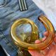Amber blown glass soliflore vase vintage