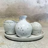 Speckled Stoneware Condiment Set