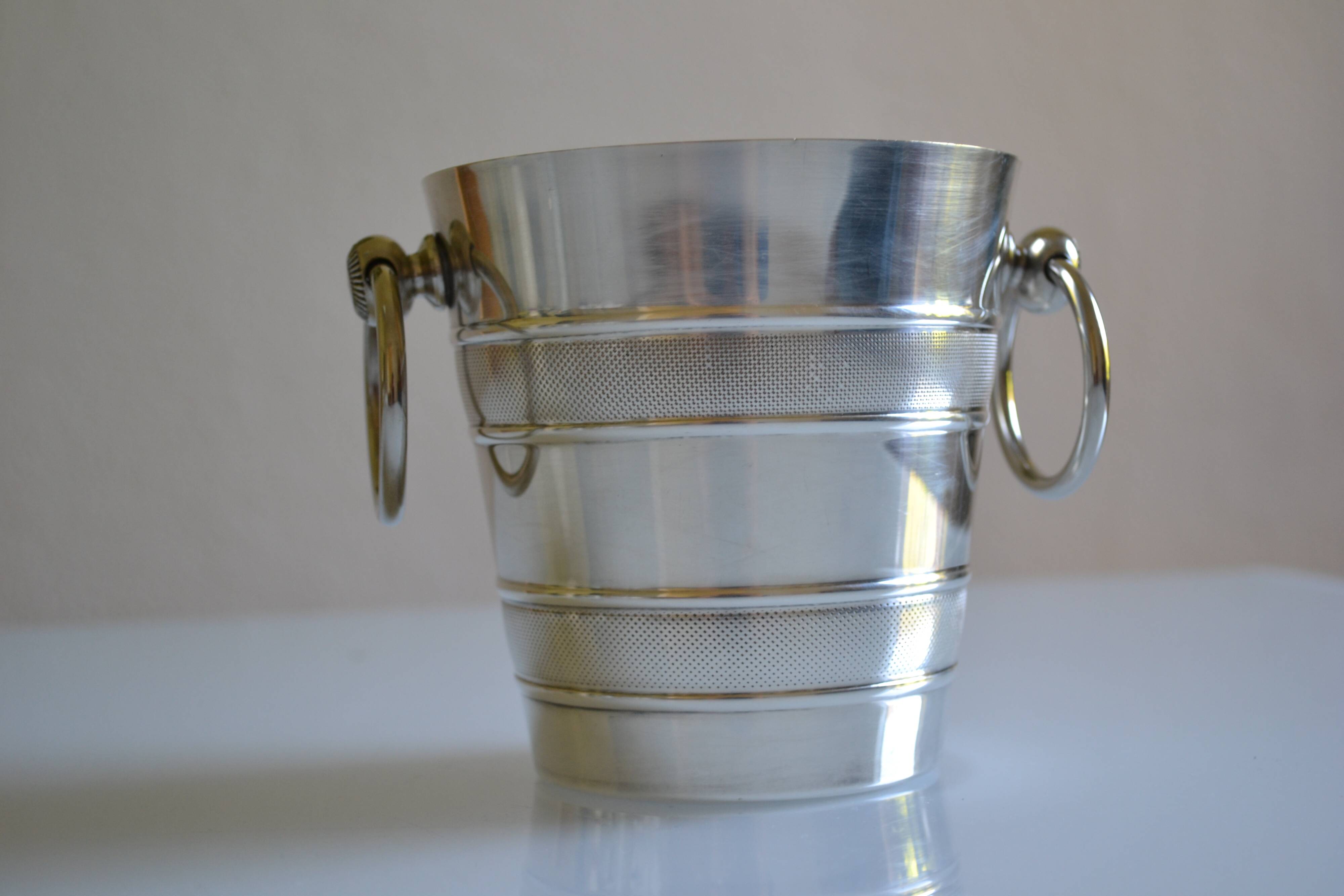 Vintage silver metal ice bucket