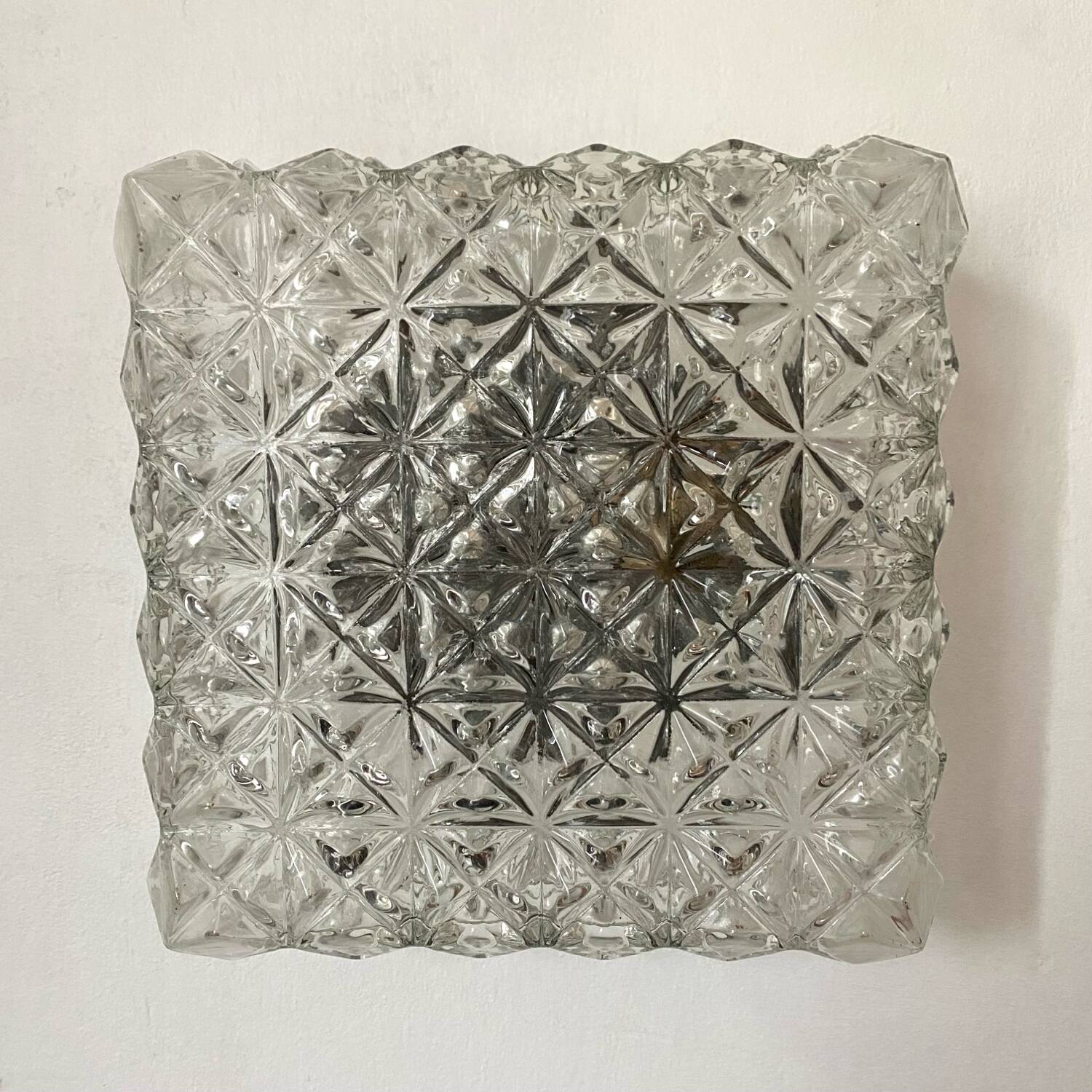 Vintage square molded glass ceiling light