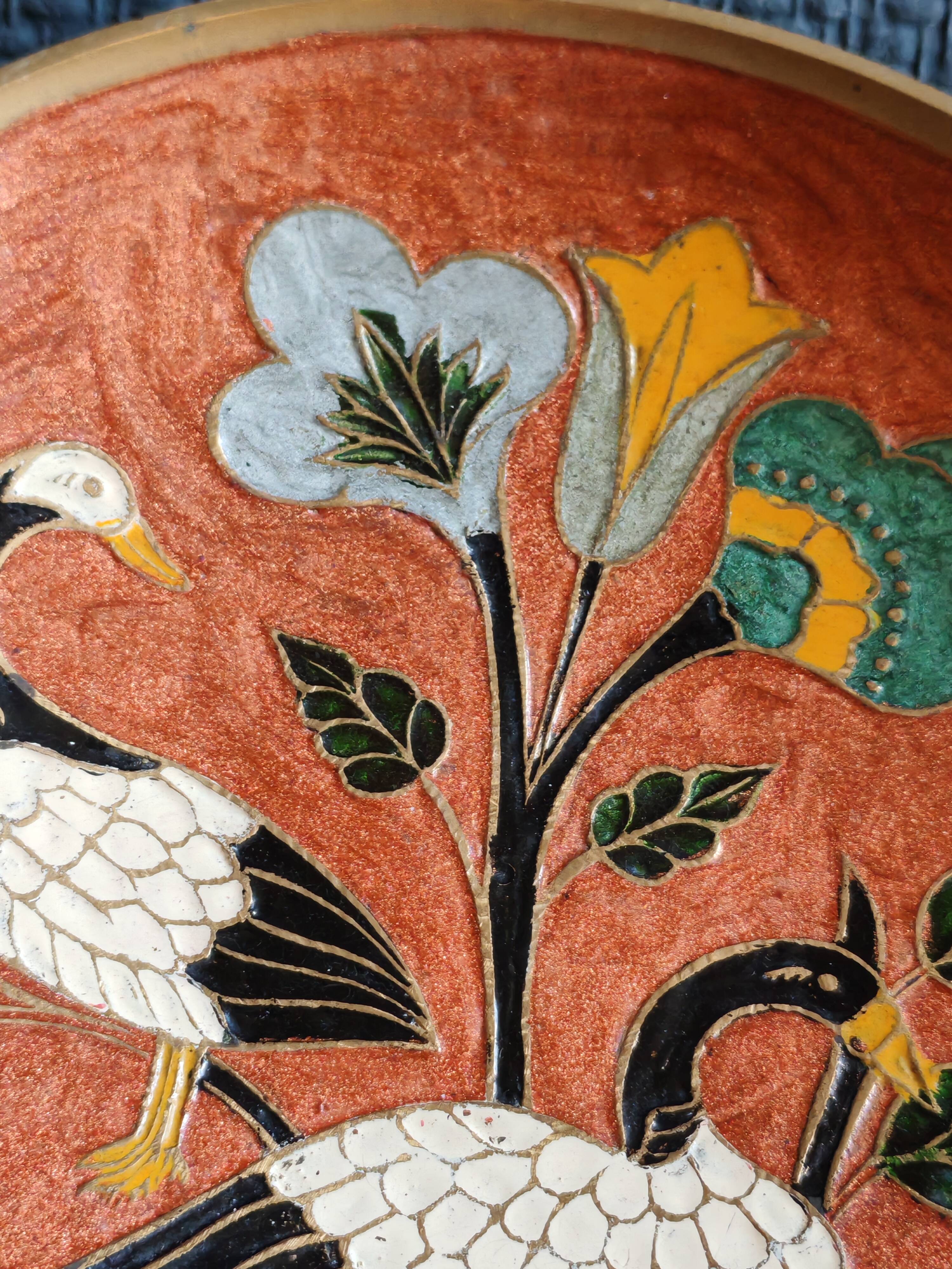 Assiette cloisonnée en laiton émaillé - India