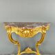 Console Murale De Style Louis XV En Bois Doré Et Marbre, XIXe Siècle