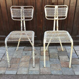 Perforated metal chairs René Malaval 1950