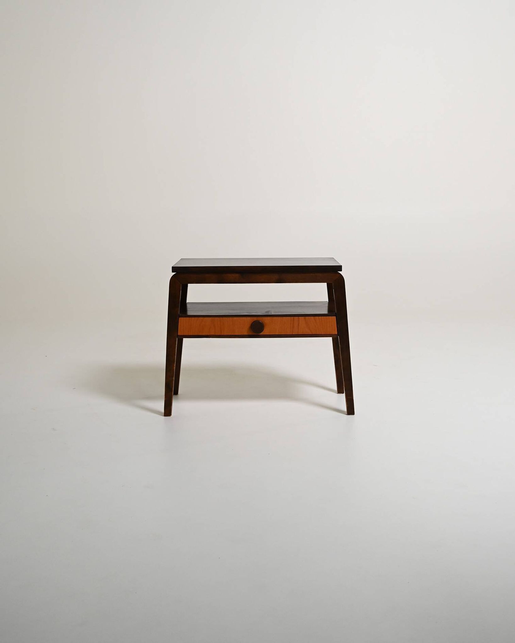Scandinavian teak and dark wood bedside table, 1950s